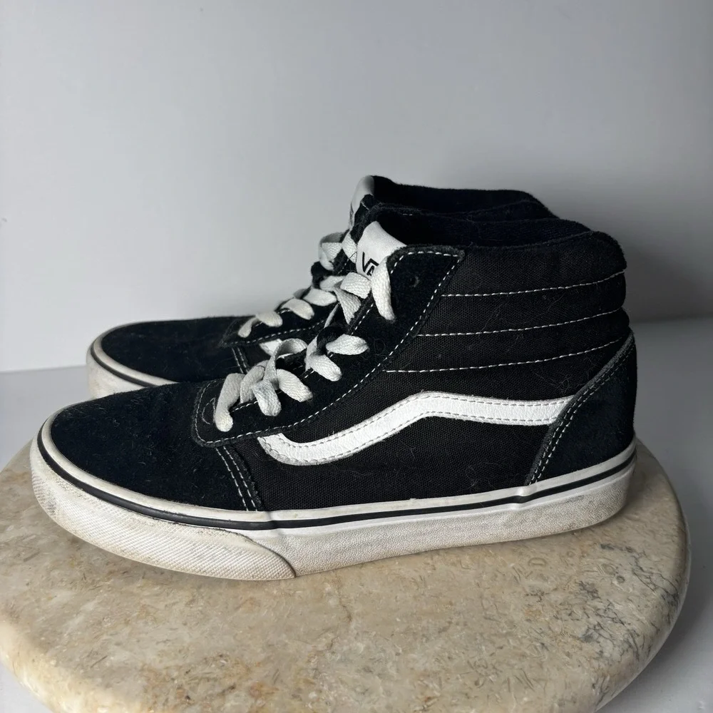 Vans Off The Wall High Top Shoes  Black/White Old Skool 500714 Youth‎ SZ 4.0